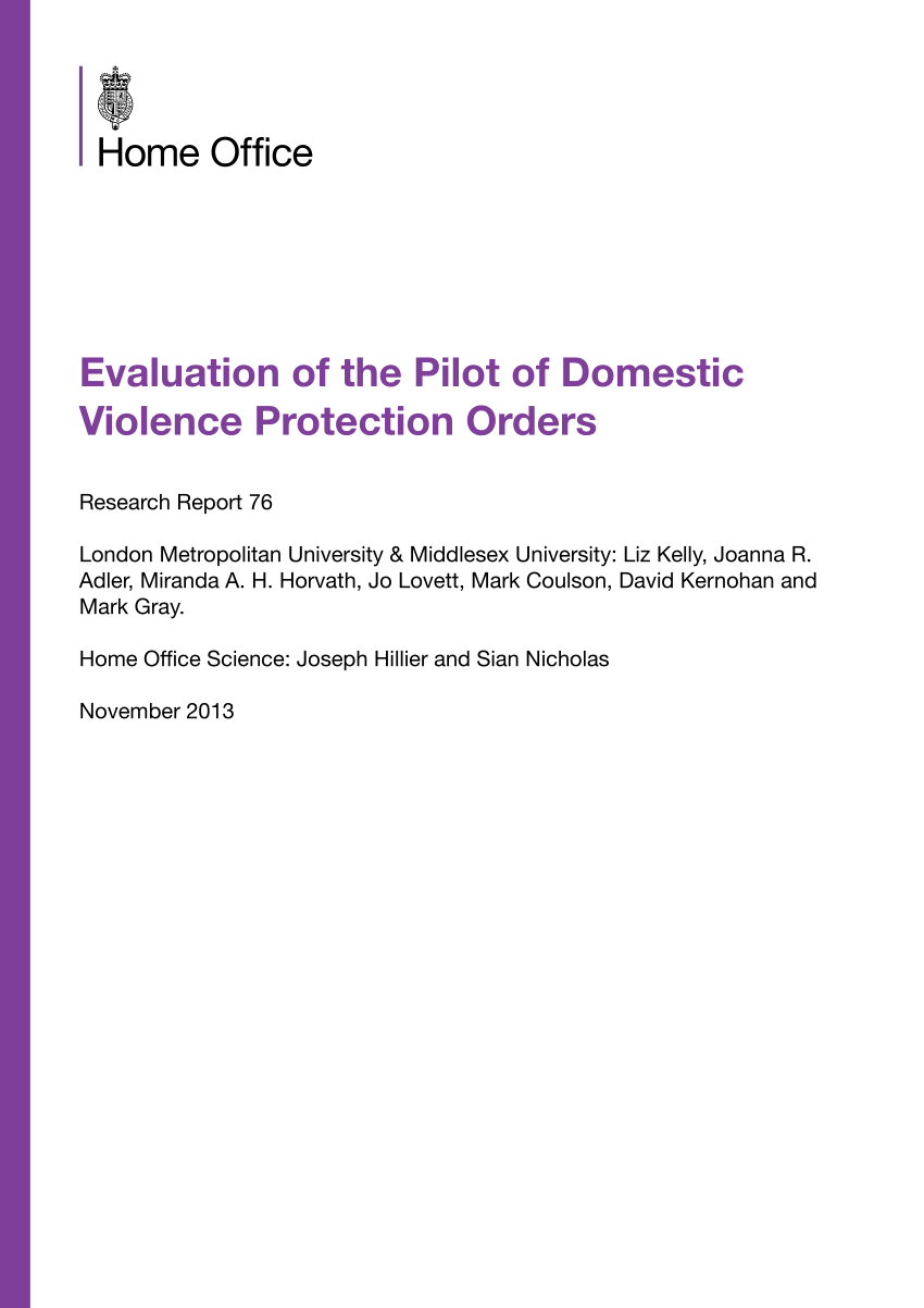 PDF) Evaluation of the Pilot of Domestic Violence Protection Orders