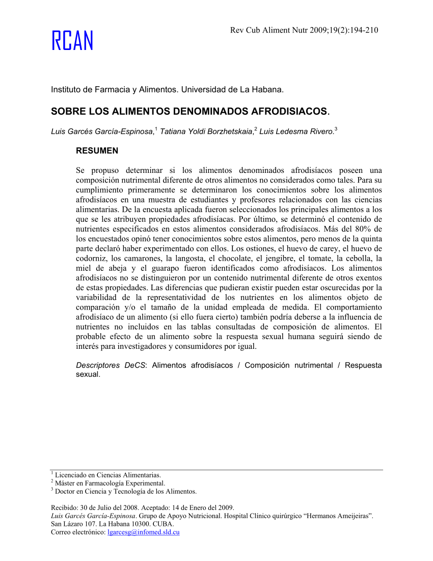 PDF) Sobre los alimentos denominados afrodisiacos