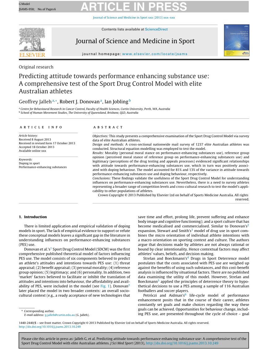 research paper on performance enhancing drug