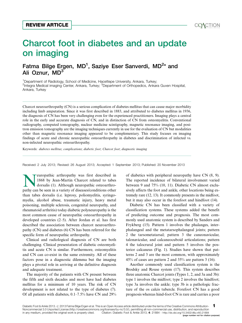 PDF Charcot foot in diabetes and an update on imaging 