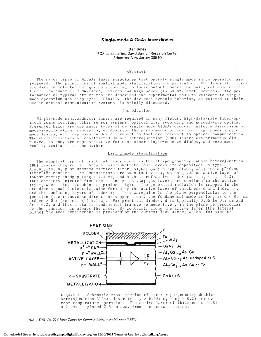 Pdf Single Mode Algaas Laser Diodes 1244