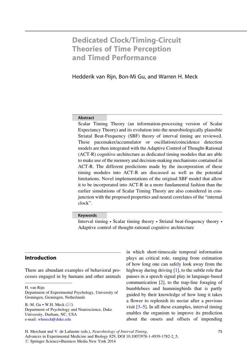 PDF) Dedicated Clock/Timing-Circuit Theories Time Perception Timed Performance