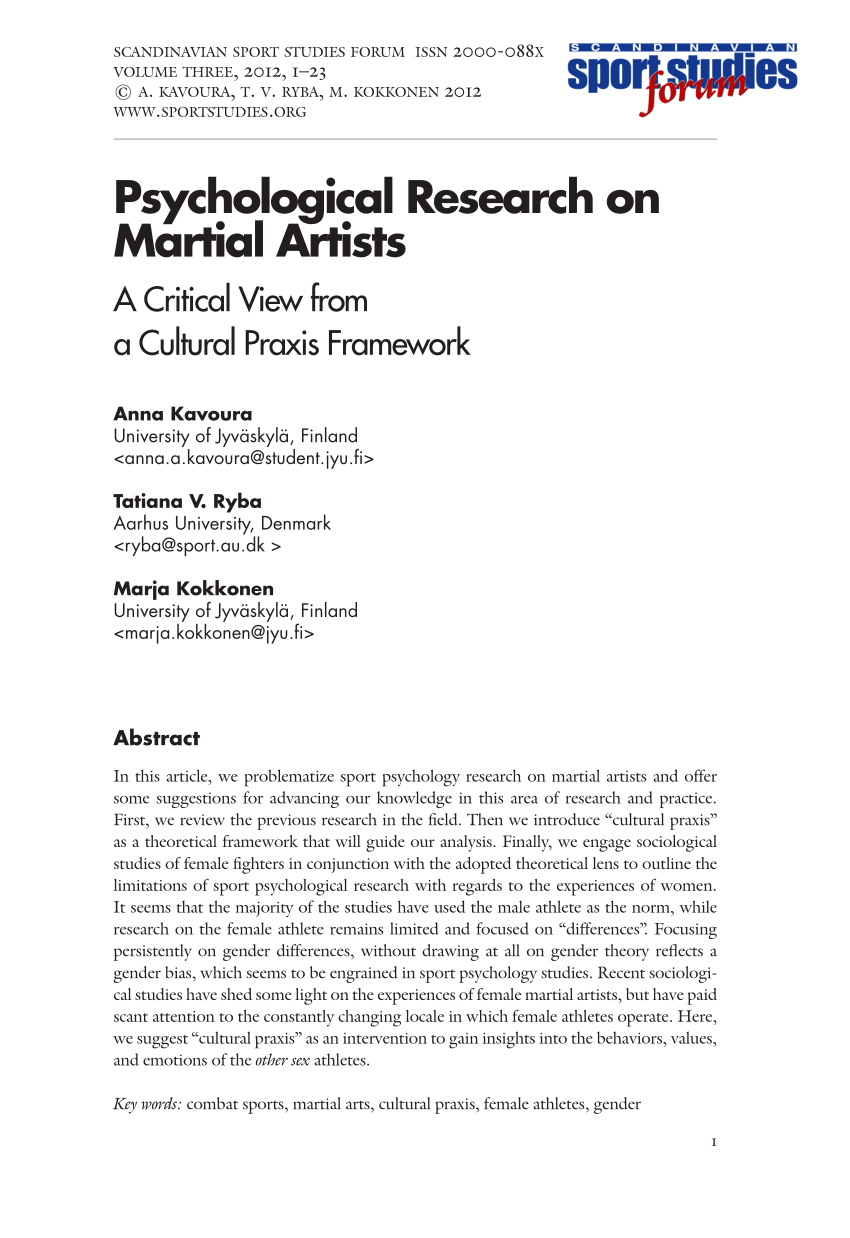 research paper on martial art