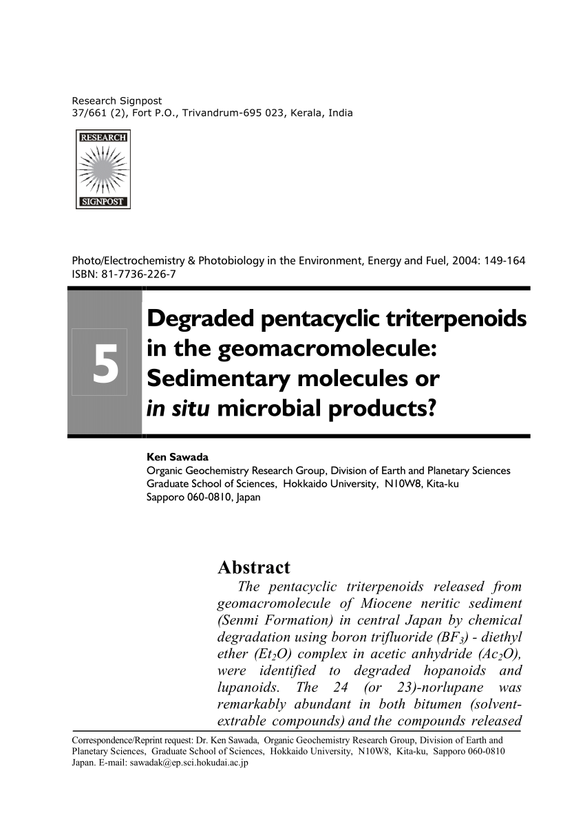 Pdf Degraded Pentacyclic Triterpenoids In The