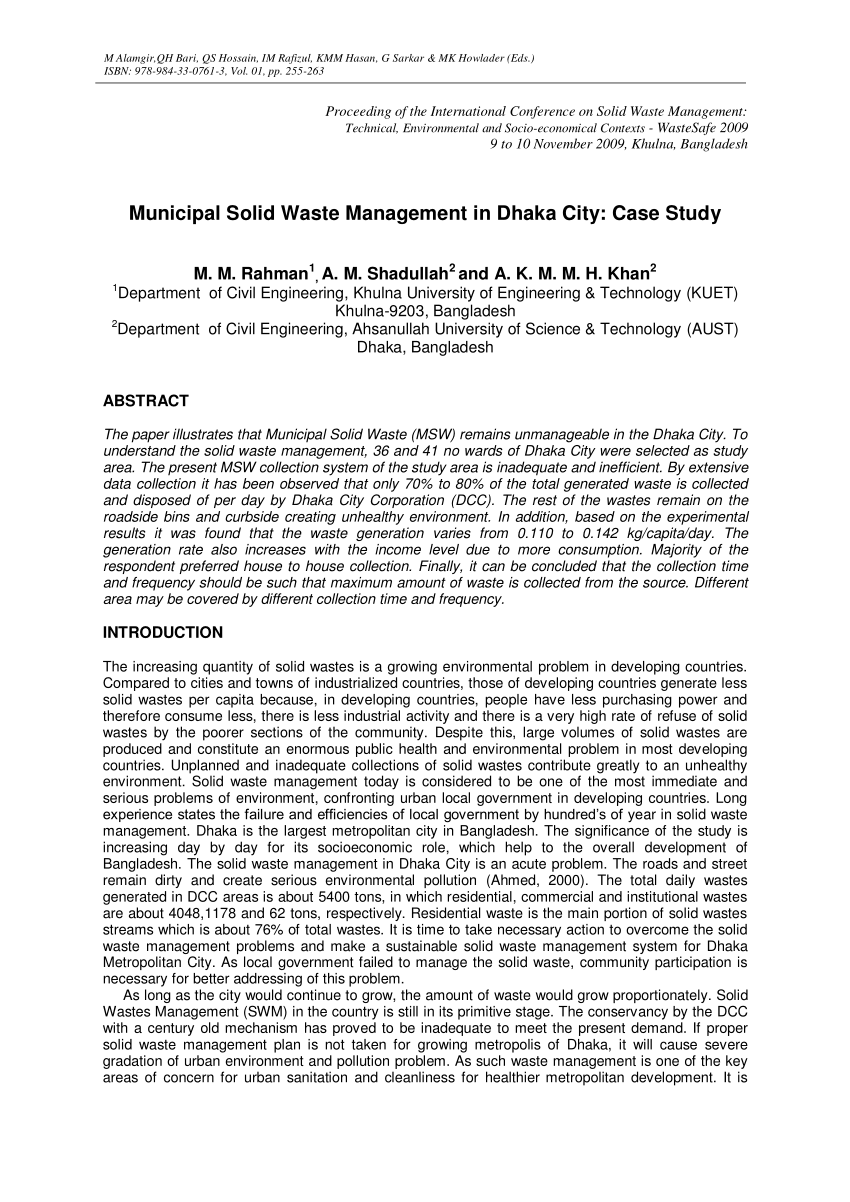 waste management case study pdf