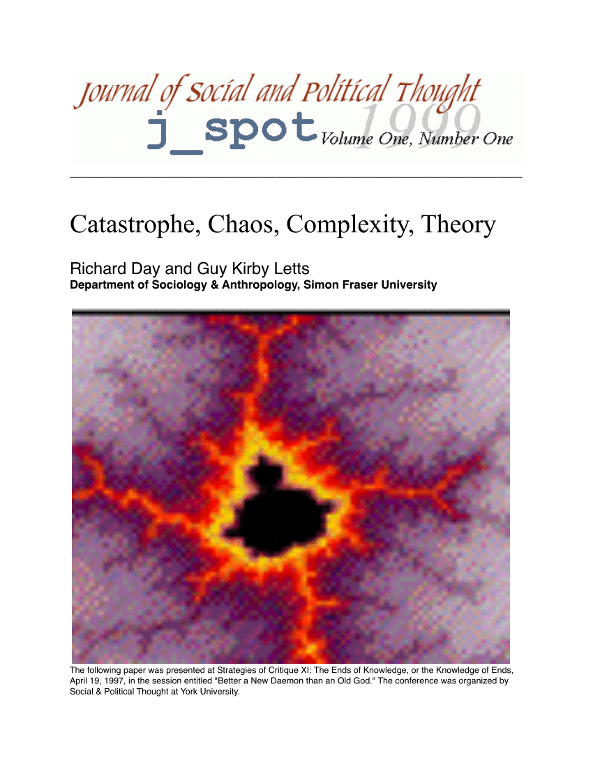 PDF) Catastrophe, Chaos, Complexity, Theory