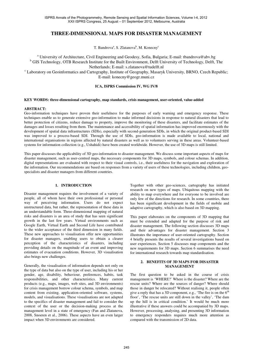 Pdf Three Dimensional Maps For Disaster Management