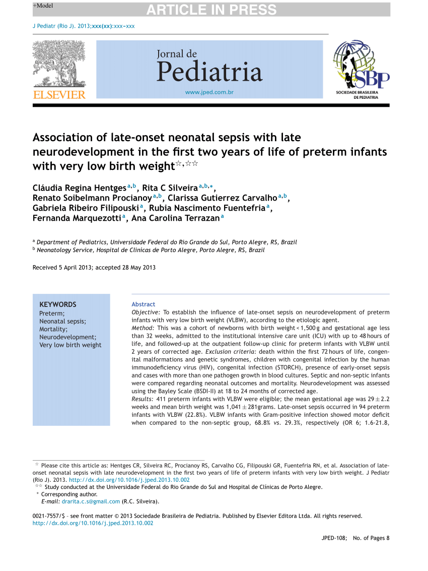 PDF Association of late onset neonatal sepsis with late  