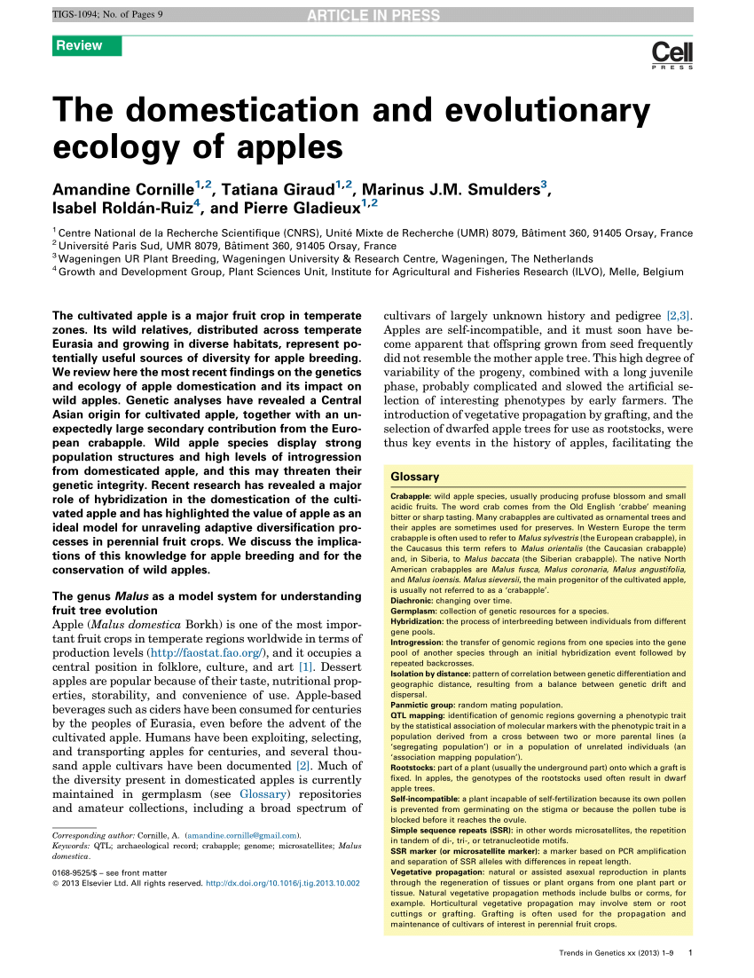 Pdf The Domestication And Evolutionary Ecology Of Apples