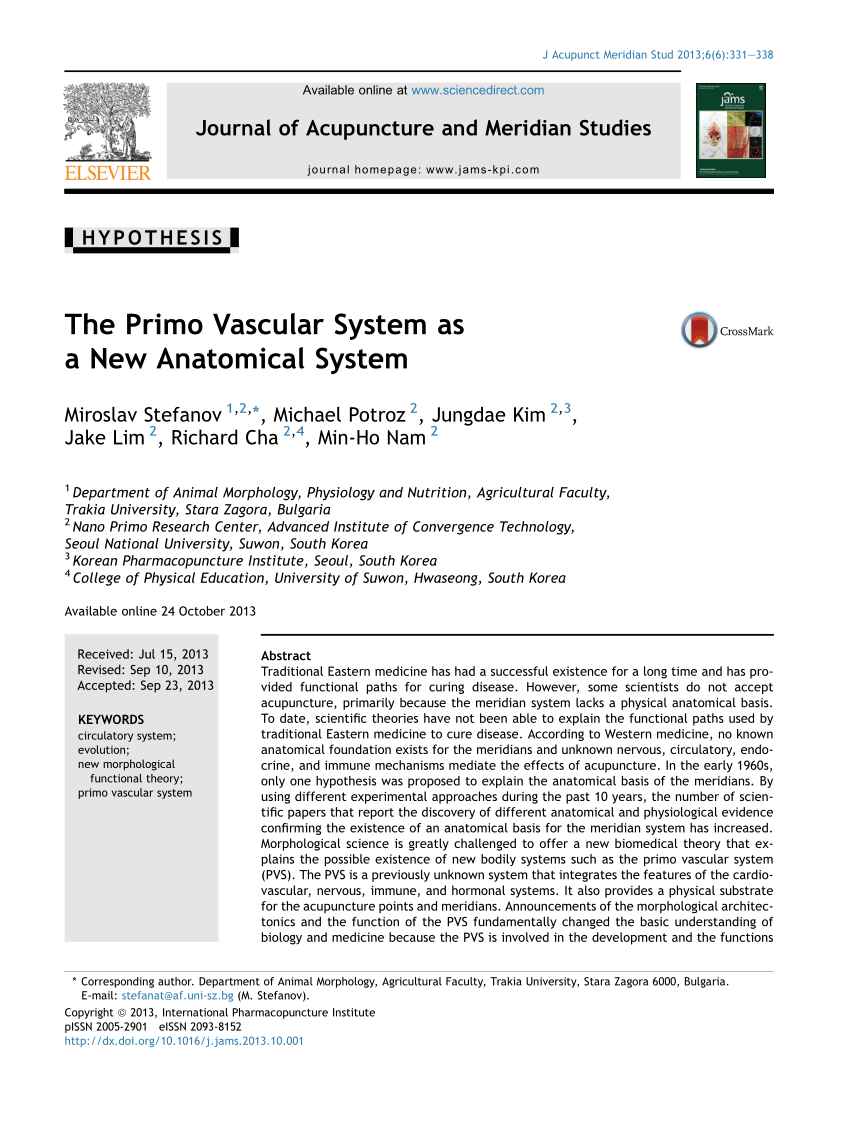 (PDF) The Primo Vascular System as a New Anatomical System