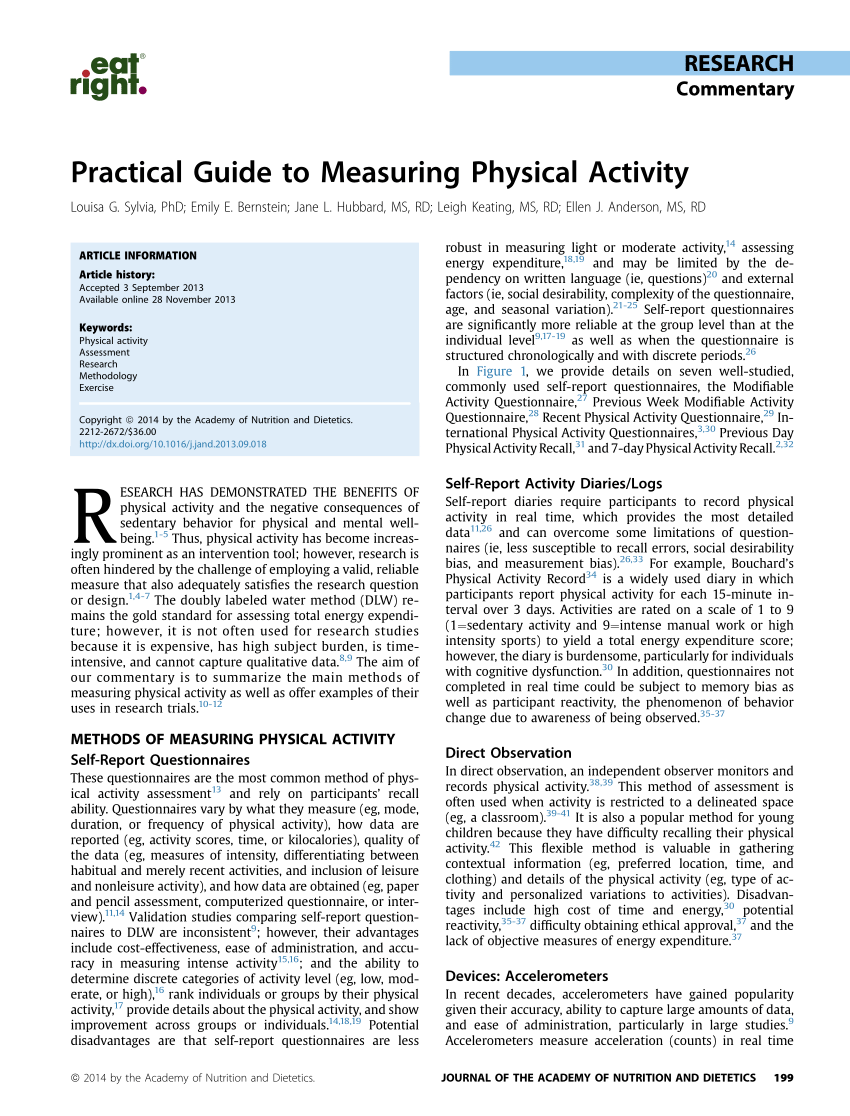 Pdf A Practical Guide To Measuring Physical Activity