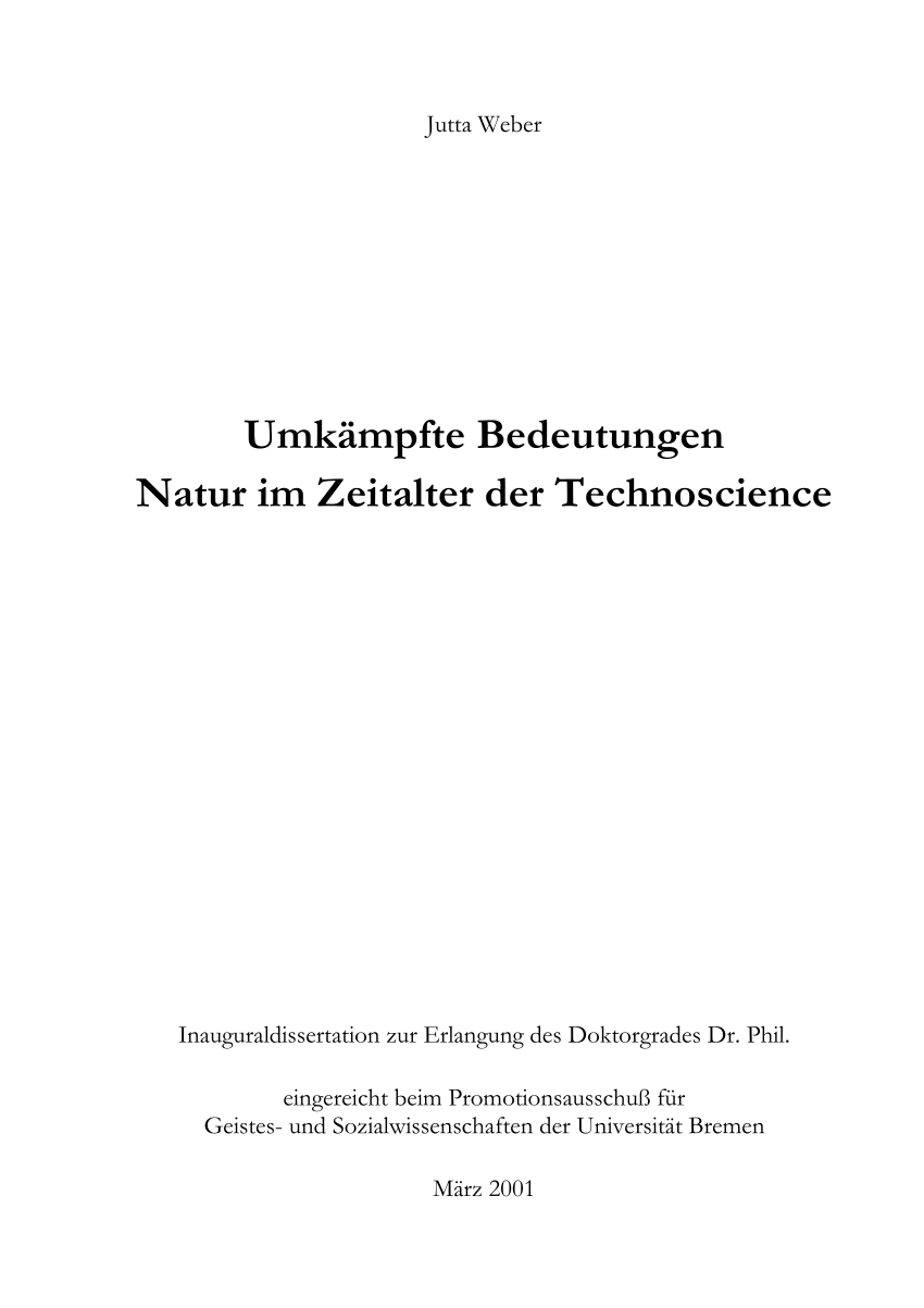 PDF Umkämpfte Bedeutungen Naturkonzepte im Zeitalter der Technoscience