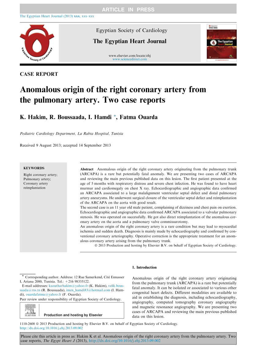 (PDF) Anomalous origin of the right coronary artery from ...