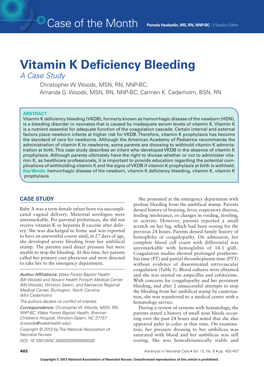 case study of vitamin k deficiency