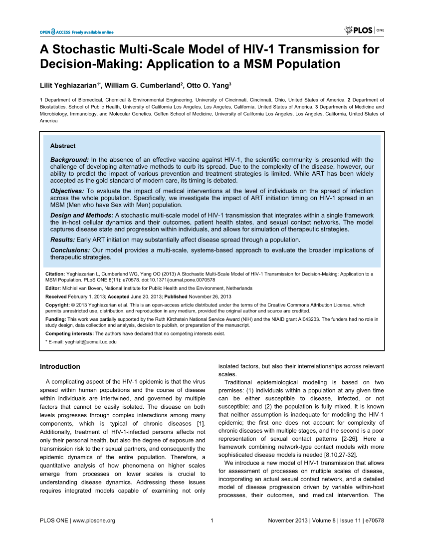 PDF A Stochastic Multi Scale Model of HIV 1 Transmission for  