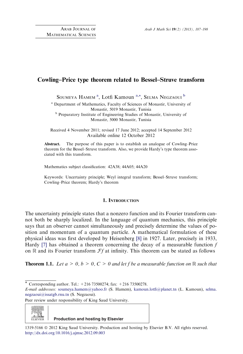 Pdf Cowling Price Type Theorem Related To Bessel Struve Transform