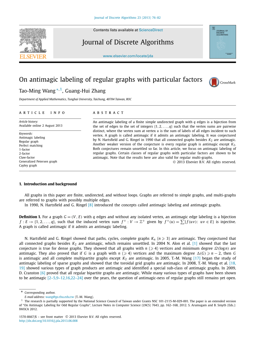 Pdf On Antimagic Labeling Of Regular Graphs With Particular Factors