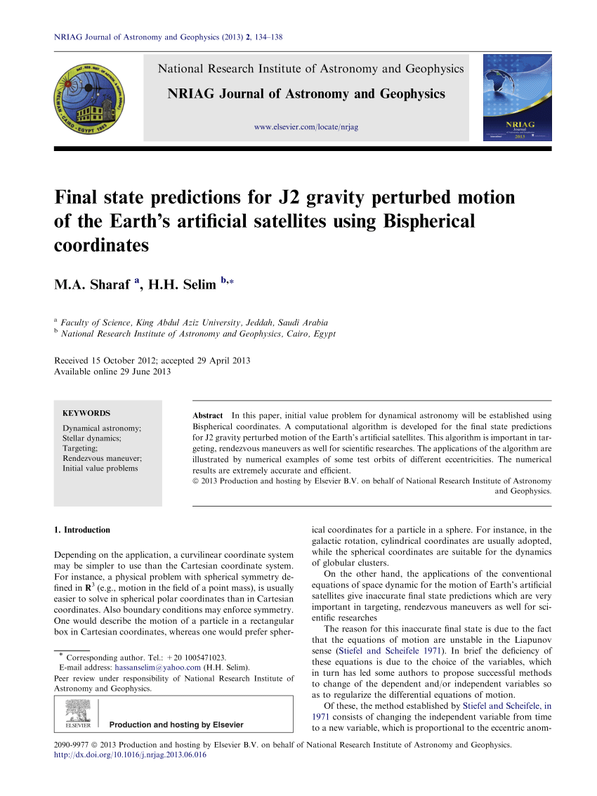 Pdf Final State Predictions For J2 Gravity Perturbed Motion Of The Earth S Artificial Satellites Using Bispherical Coordinates