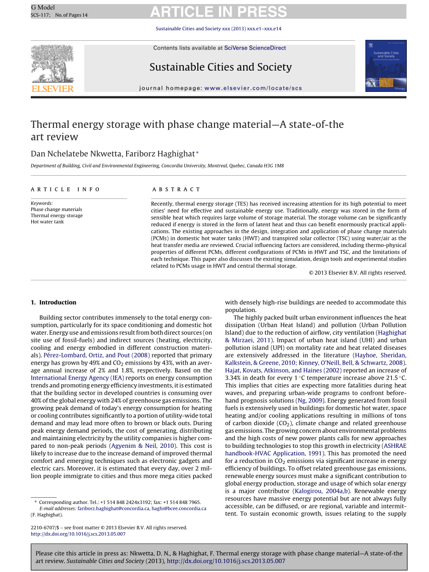 Pdf Thermal Energy Storage With Phase Change Material A State Of The Art Review