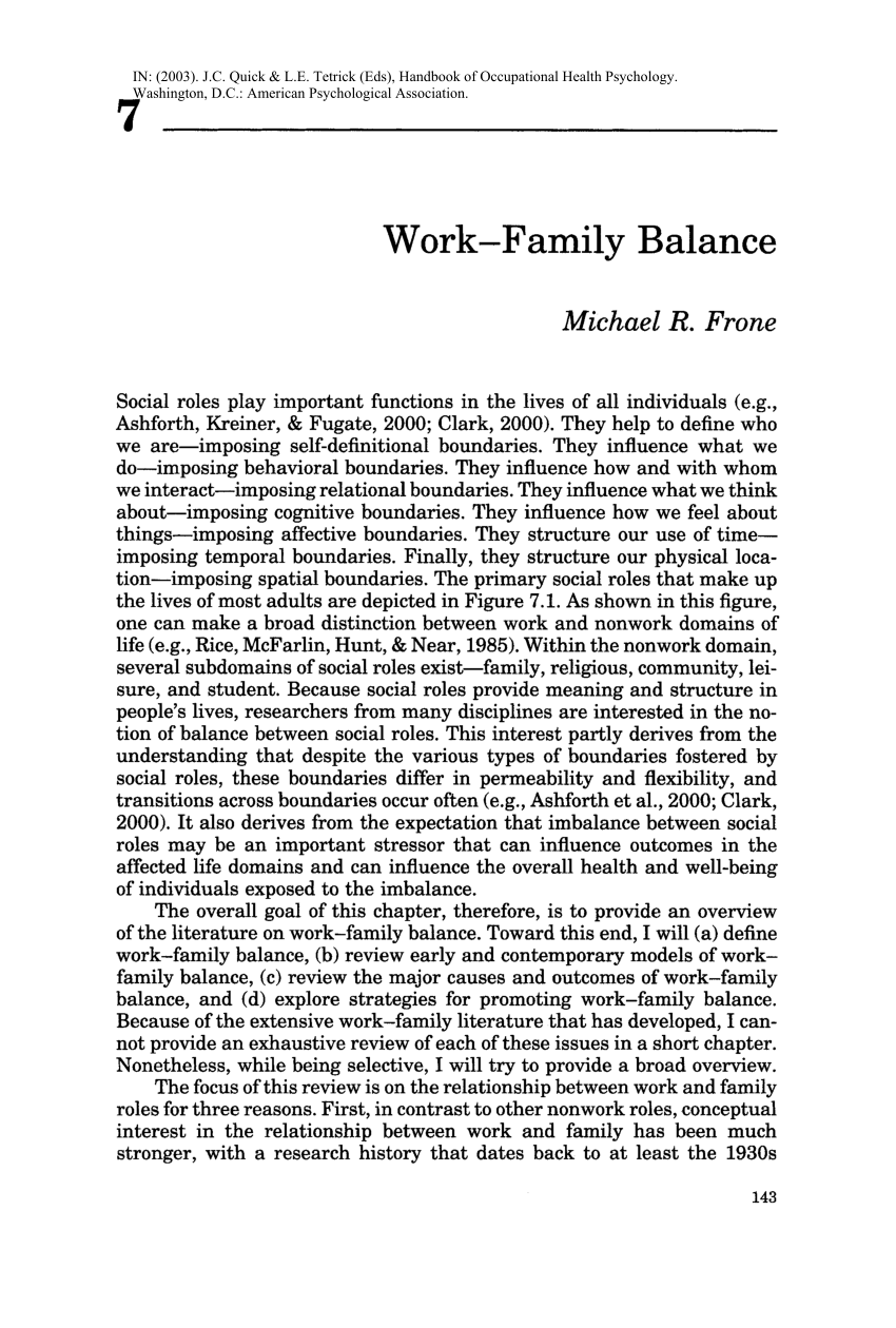 work family balance essay