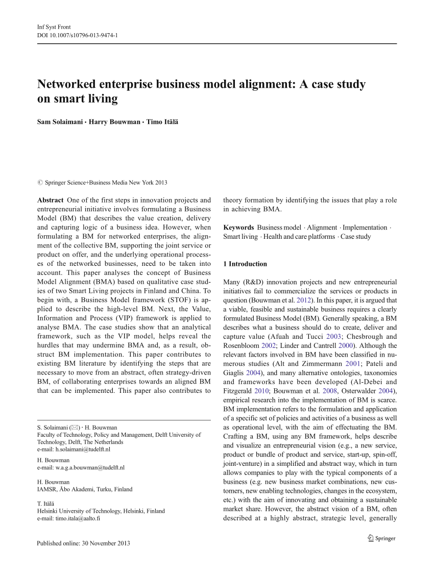 PDF) Networked enterprise business model alignment: A case study