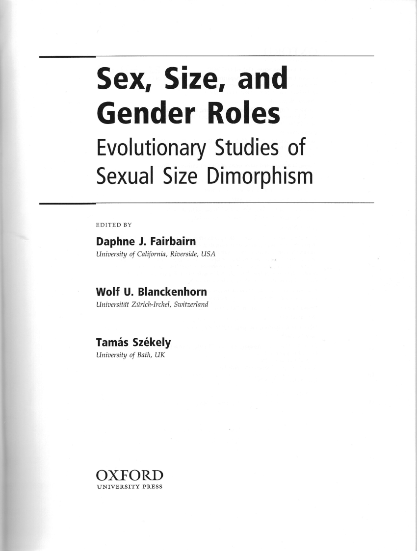 Pdf Introduction The Enigma Of Sexual Size Dimorphism 2370