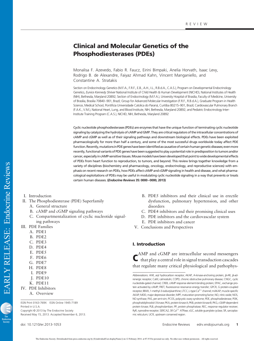 PDF) Clinical and Molecular Genetics of the Phosphodiesterases (PDEs)