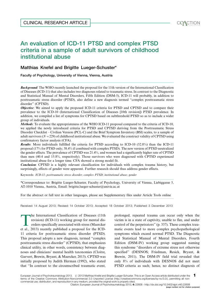 (PDF) An evaluation of ICD-11 PTSD and complex PTSD 