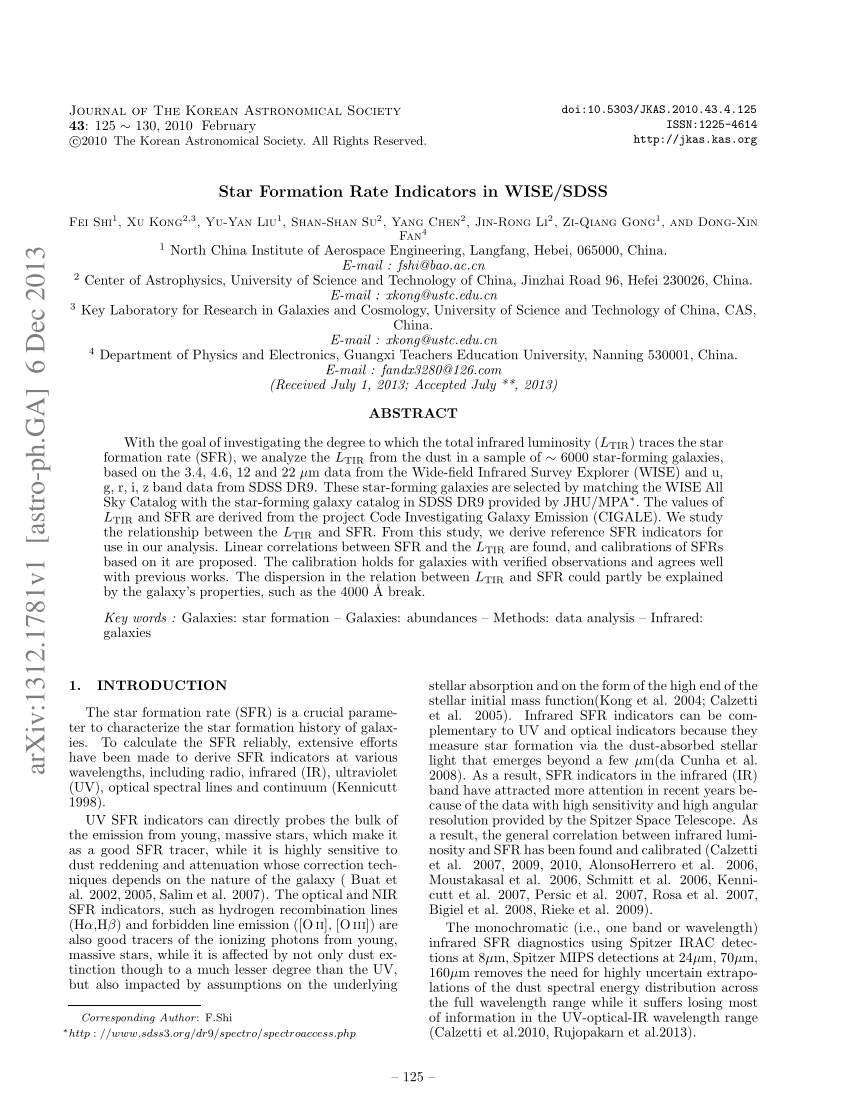 (PDF) Star Formation Rate Indicators in WISE/SDSS