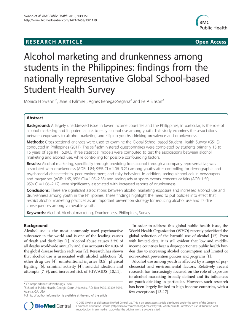 effects of alcohol on students research paper