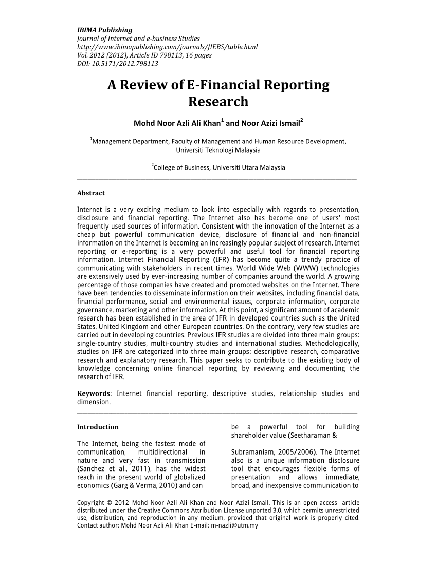 research paper on financial reporting