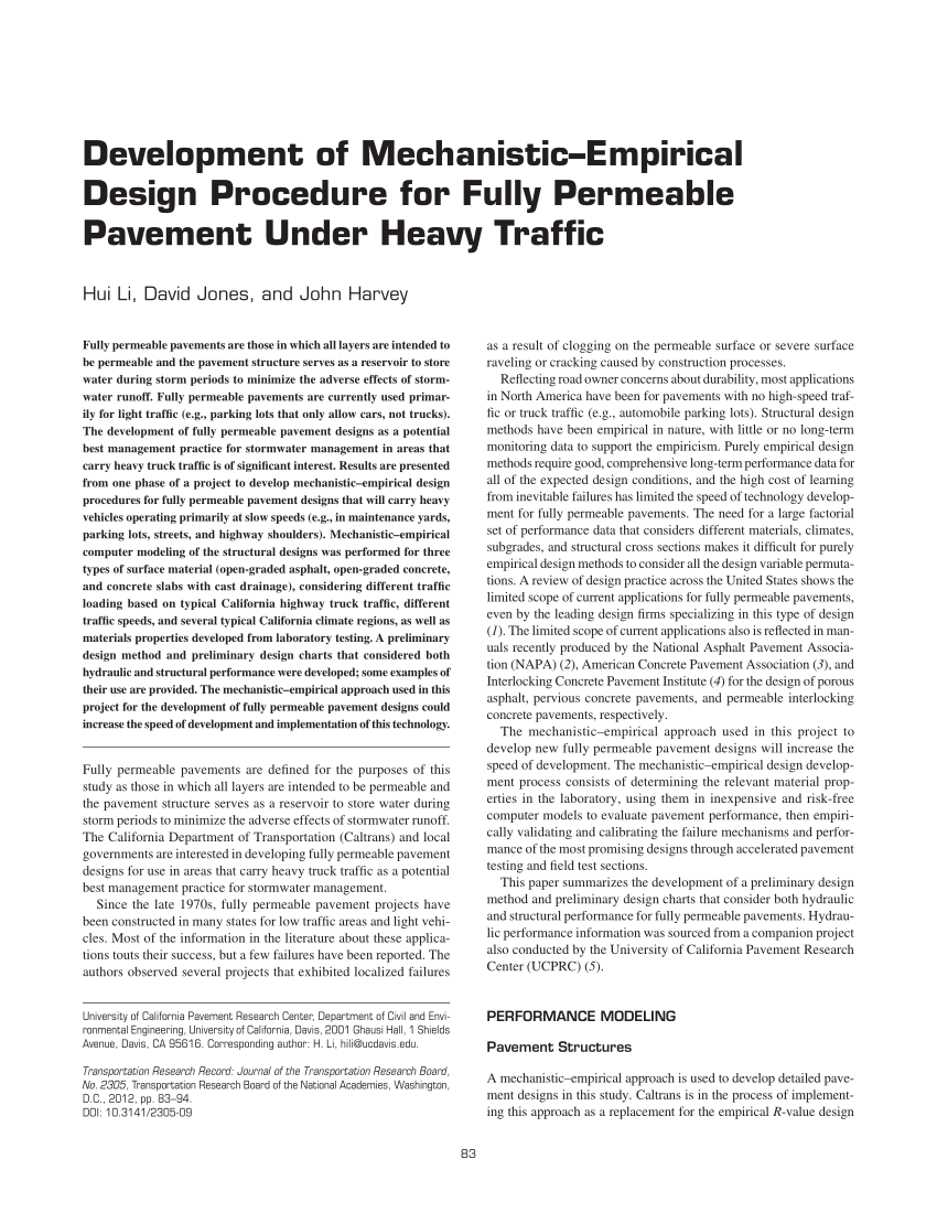 PDF) Development of Mechanistic-Empirical Design Procedure for Fully Permeable  Pavement Under Heavy Traffic