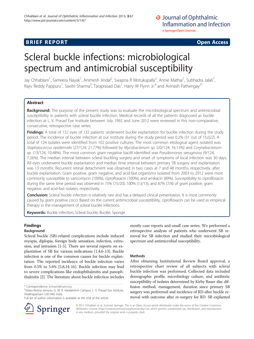 (PDF) Scleral buckle infections: Microbiological spectrum and ...