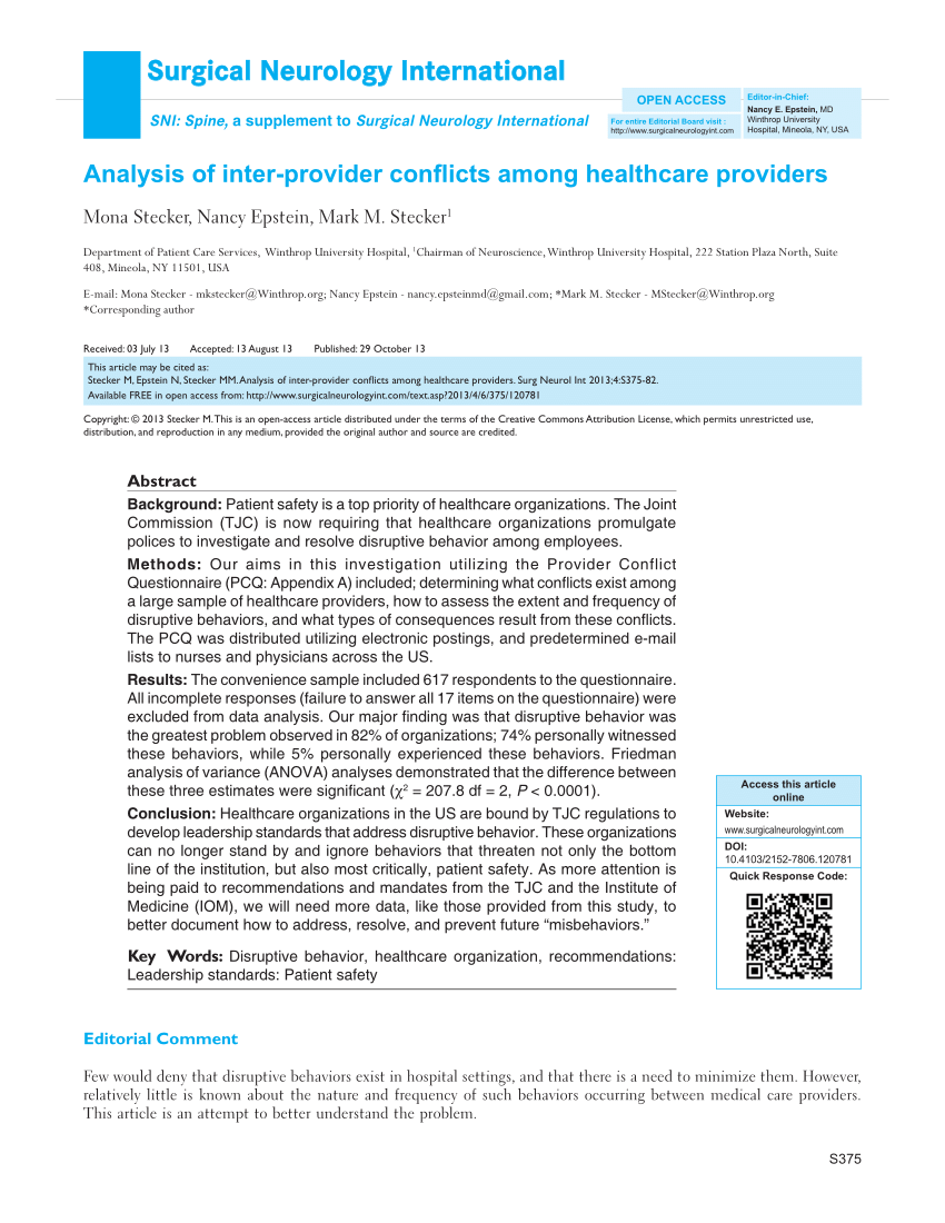 Pdf Analysis Of Inter Provider Conflicts Among Healthcare