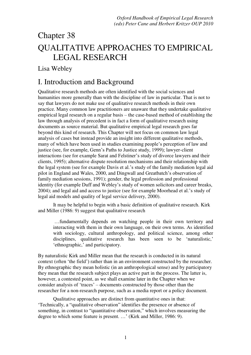 PDF) Chapter 8 Qualitative Approaches to Empirical Legal Research