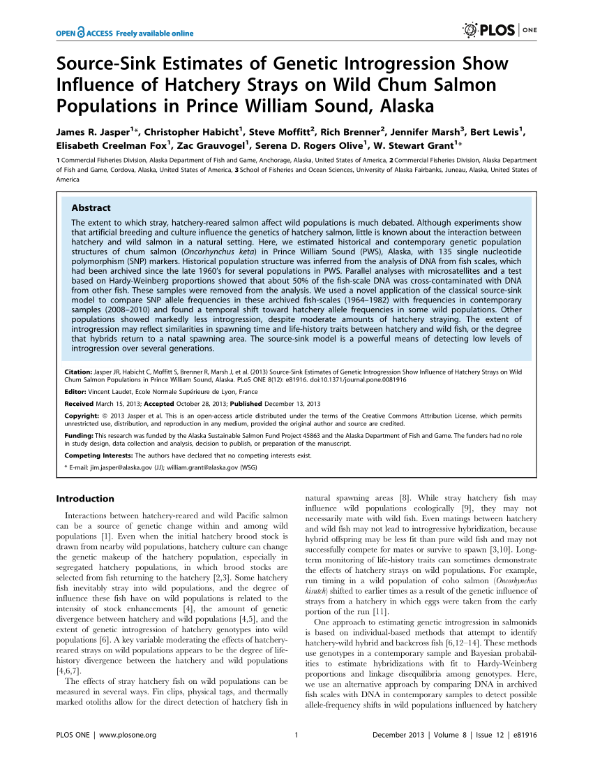 Genetic and Ecological Divergence Defines Population Structure of Sockeye  Salmon Populations Returning to Bristol Bay, Alaska, and Provides a Tool  for Admixture Analysis - Habicht - 2007 - Transactions of the American