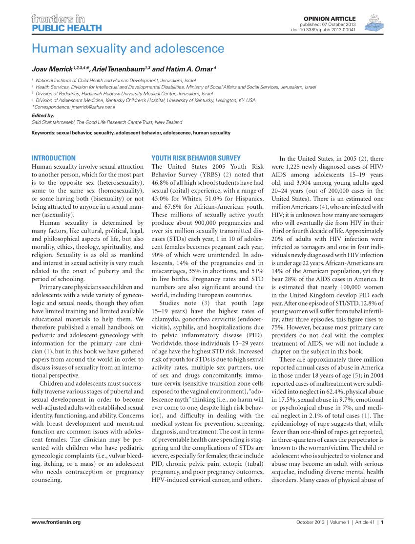 PDF) Human Sexuality and Adolescence