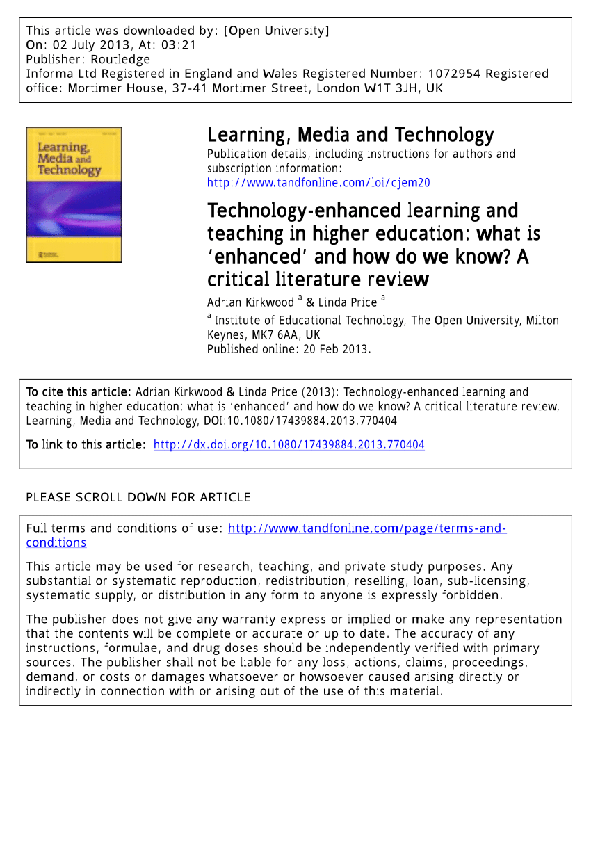 review of literature of educational technology