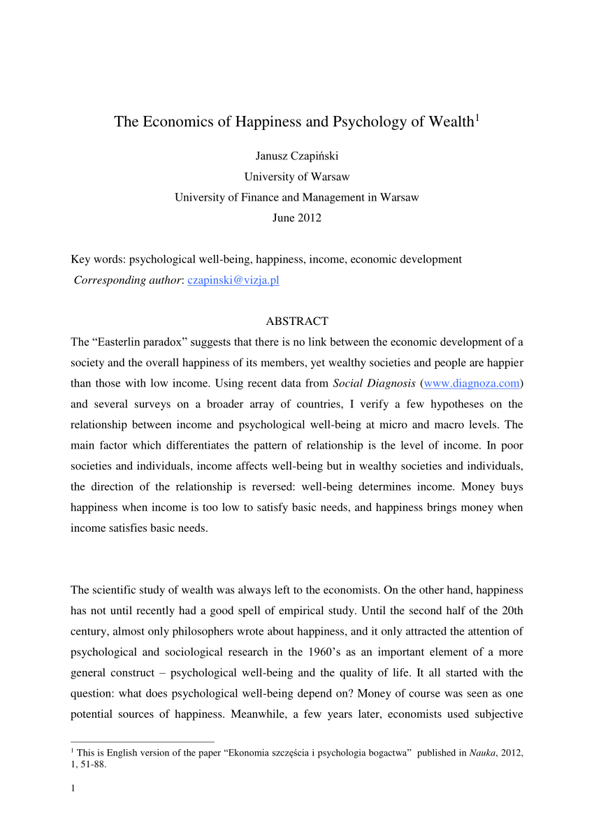 a research paper on happiness