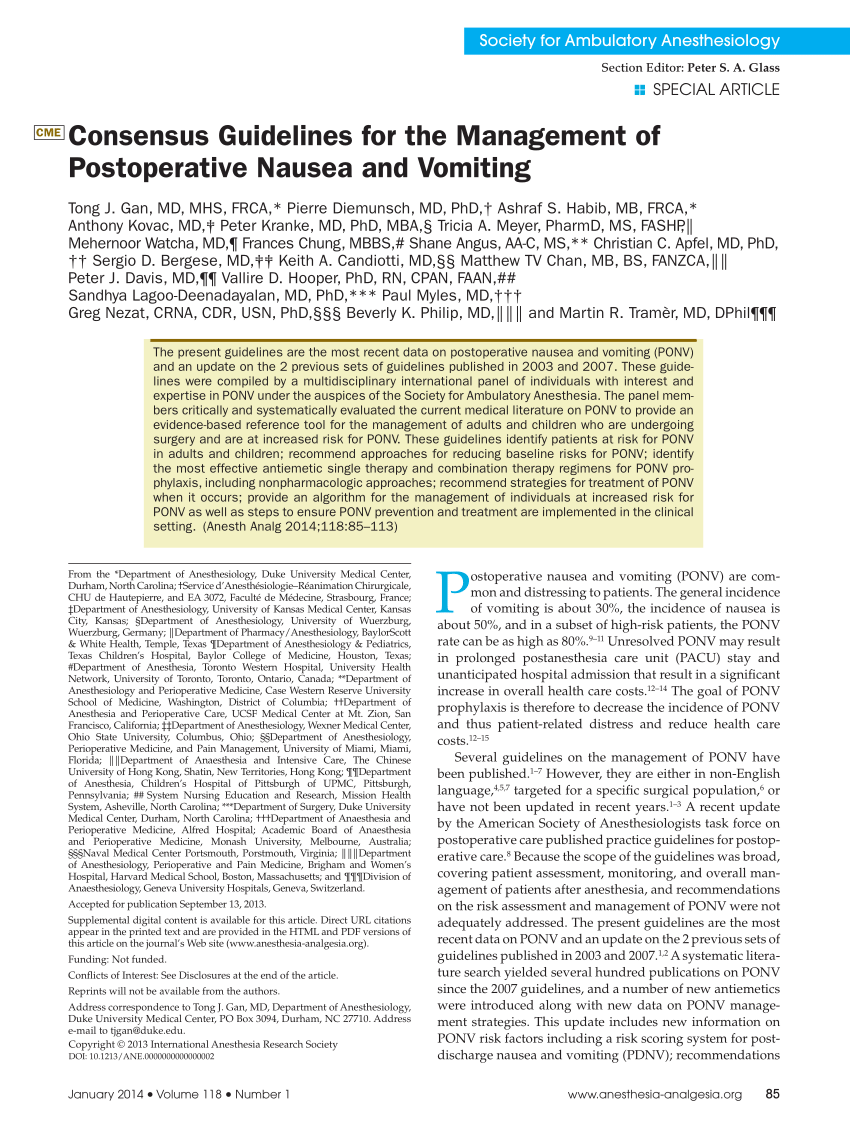 Frontiers  Postoperative Nausea and Vomiting in Female Patients Undergoing  Breast and Gynecological Surgery: A Narrative Review of Risk Factors and  Prophylaxis