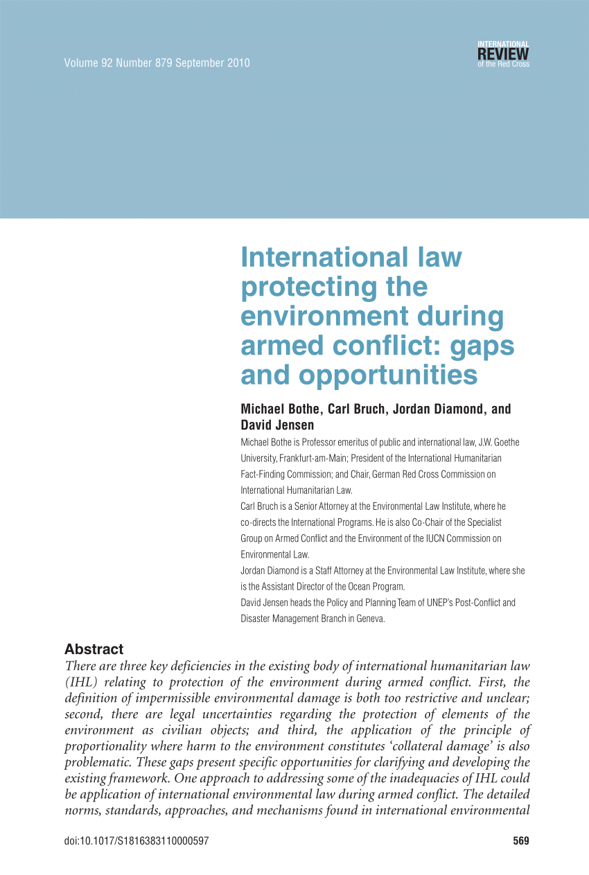 articles on addressing armed conflict and the environmental consequences