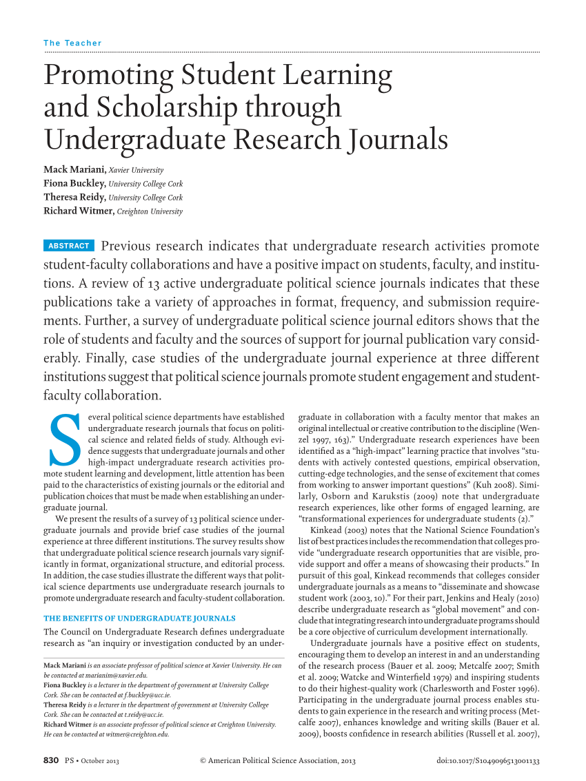 pursue undergraduate research journal