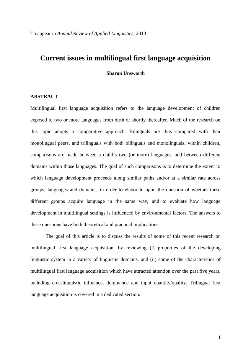 research topic about language acquisition