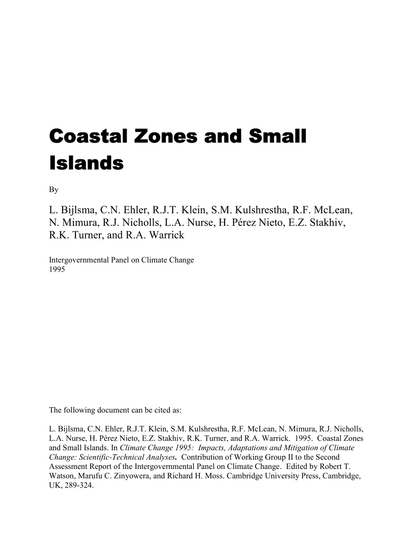 Pdf Coastal Zones And Small Islands
