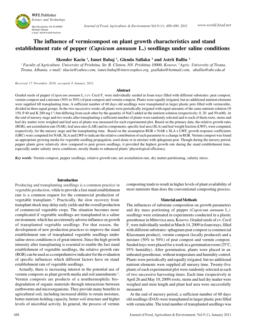 research papers on vermicompost