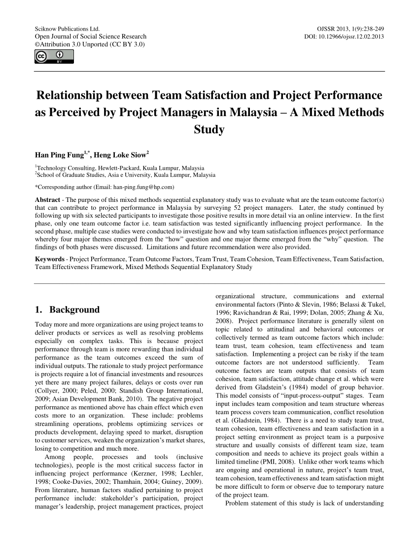 PDF) Relationship between Team Satisfaction and Project 