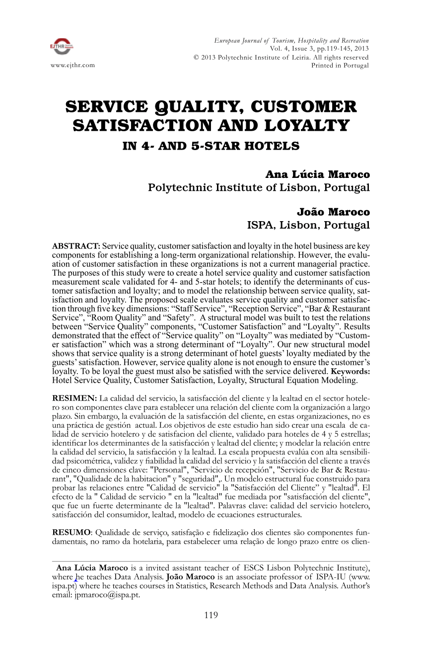 research proposal on customer satisfaction in hotels