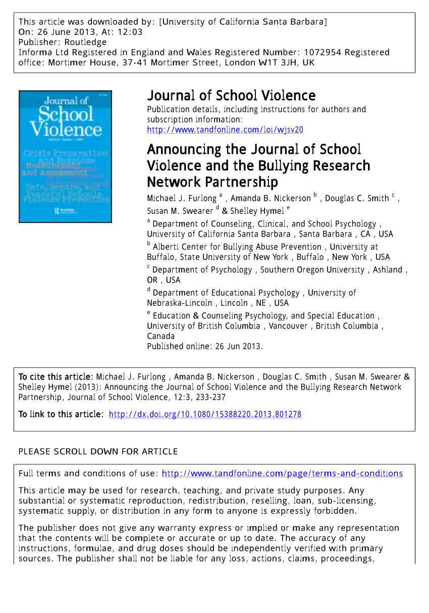 literature review of school violence