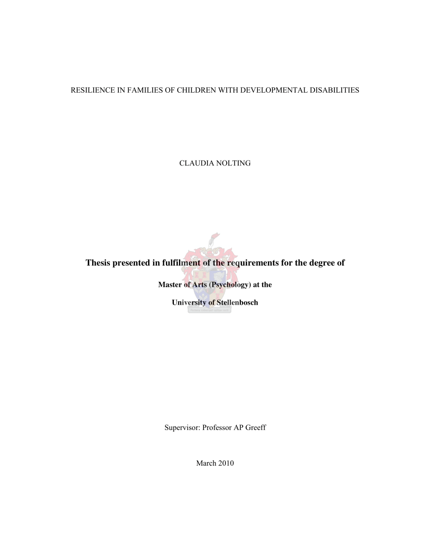 Pdf Resilience In Families Of Children With Developmental Disabilities