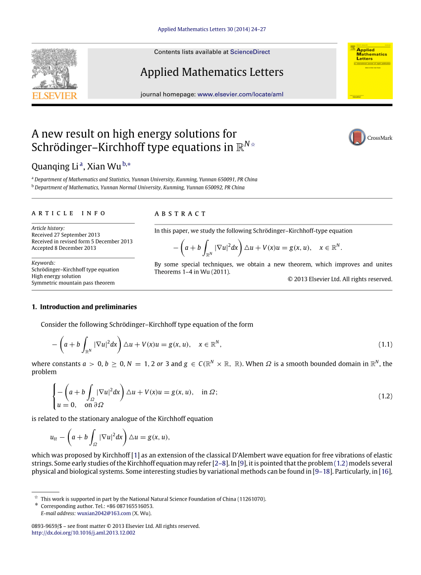 Pdf A New Result On High Energy Solutions For Schrodinger Kirchhoff Type Equations In Rnrn